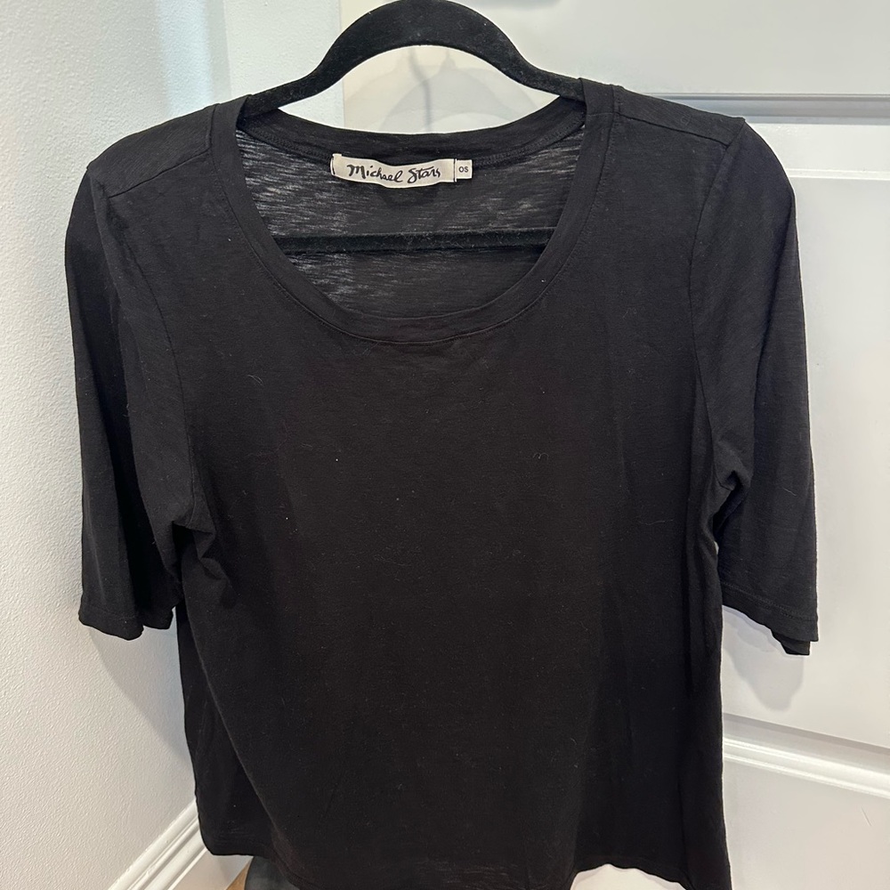 Michael Stars Black Boxy 3/4 Sleeve T-Shirt
